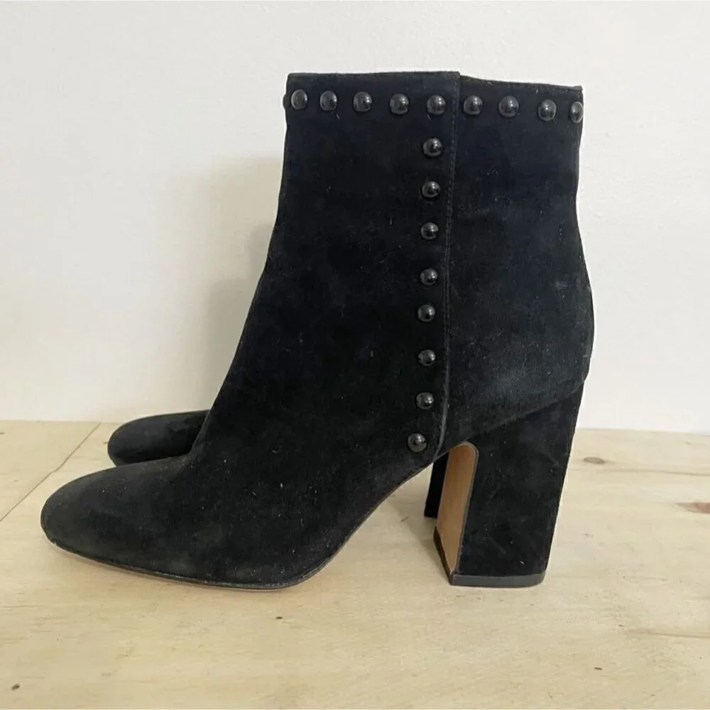 Coach Size 7.5 Boots Block Heel Black Studded